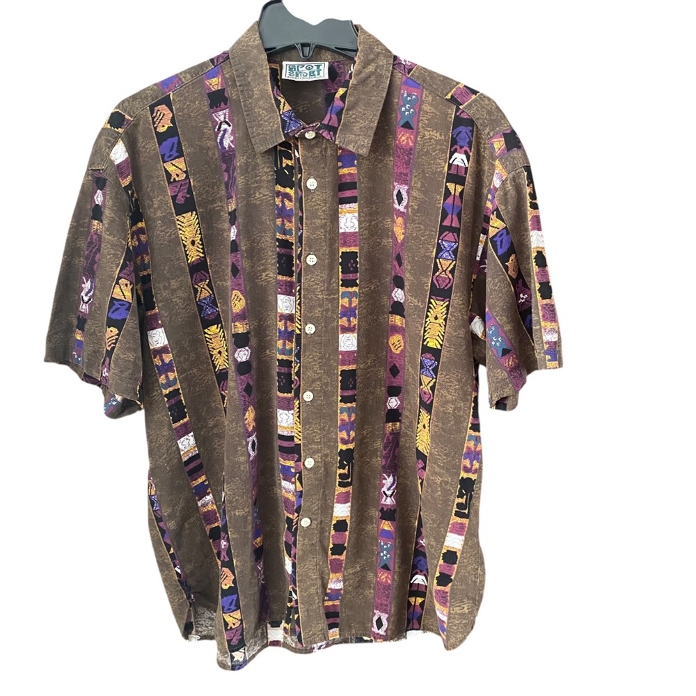 Sport Beach European Beach Y2K  Men's  Button Down Shirt Small